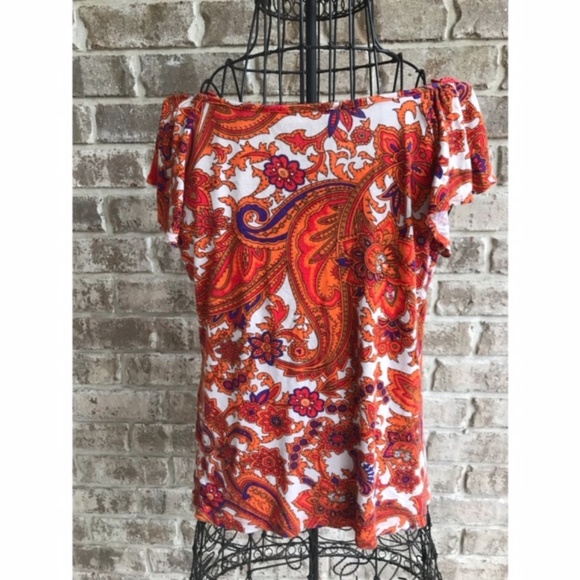 Lush Boho Top Peasant Crochet Neckline Retro - Picture 2 of 8